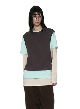 三合一基础叠穿T恤三件套 PARTIMENTO 纯棉宽松撞色设计感上衣