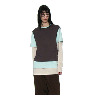 三合一基础叠穿T恤三件套 PARTIMENTO 纯棉宽松撞色设计感上衣