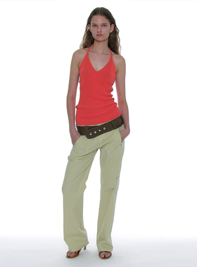 简约纯色 PARTIMENTO 国内现货拉链直筒宽松休闲裤工装长裤