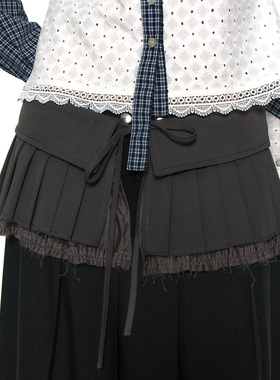 白色蕾丝花边屁帘女 韩国正品 PARTIMENTO 韩系系腰带纱裙高级感