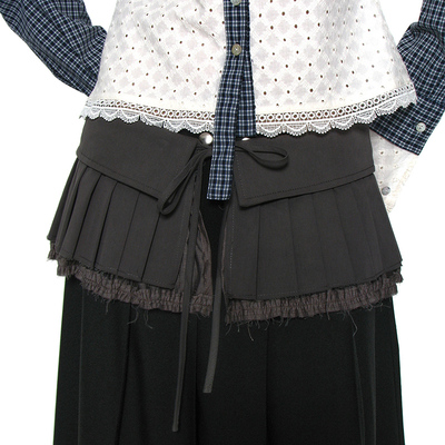 白色系腰带纱裙蕾丝花边屁帘女