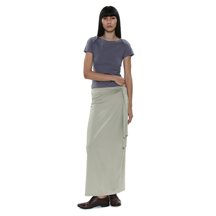 PARTIMENTO 韩国正品 哑光质感高弹力直筒裙 饰长裙 高腰气质绑带装