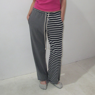 柔软高弹针织宽松休闲长裤 条纹拼色小众设计运动卫裤 PARTIMENTO