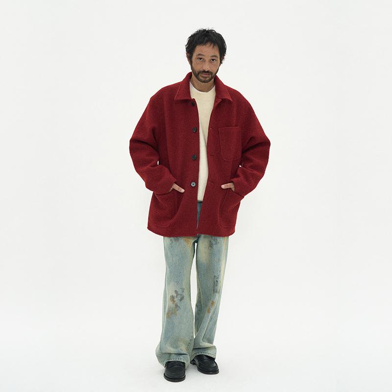 宽松简约纯色毛呢大衣