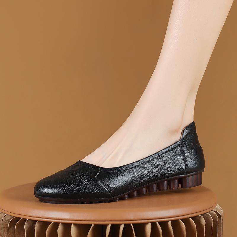 头层牛皮单鞋新款真皮浅口单鞋女牛筋软底妈妈鞋豆豆鞋小皮鞋,女鞋,浅口单鞋,淘宝优惠券,粉丝福利购,淘宝优惠卷