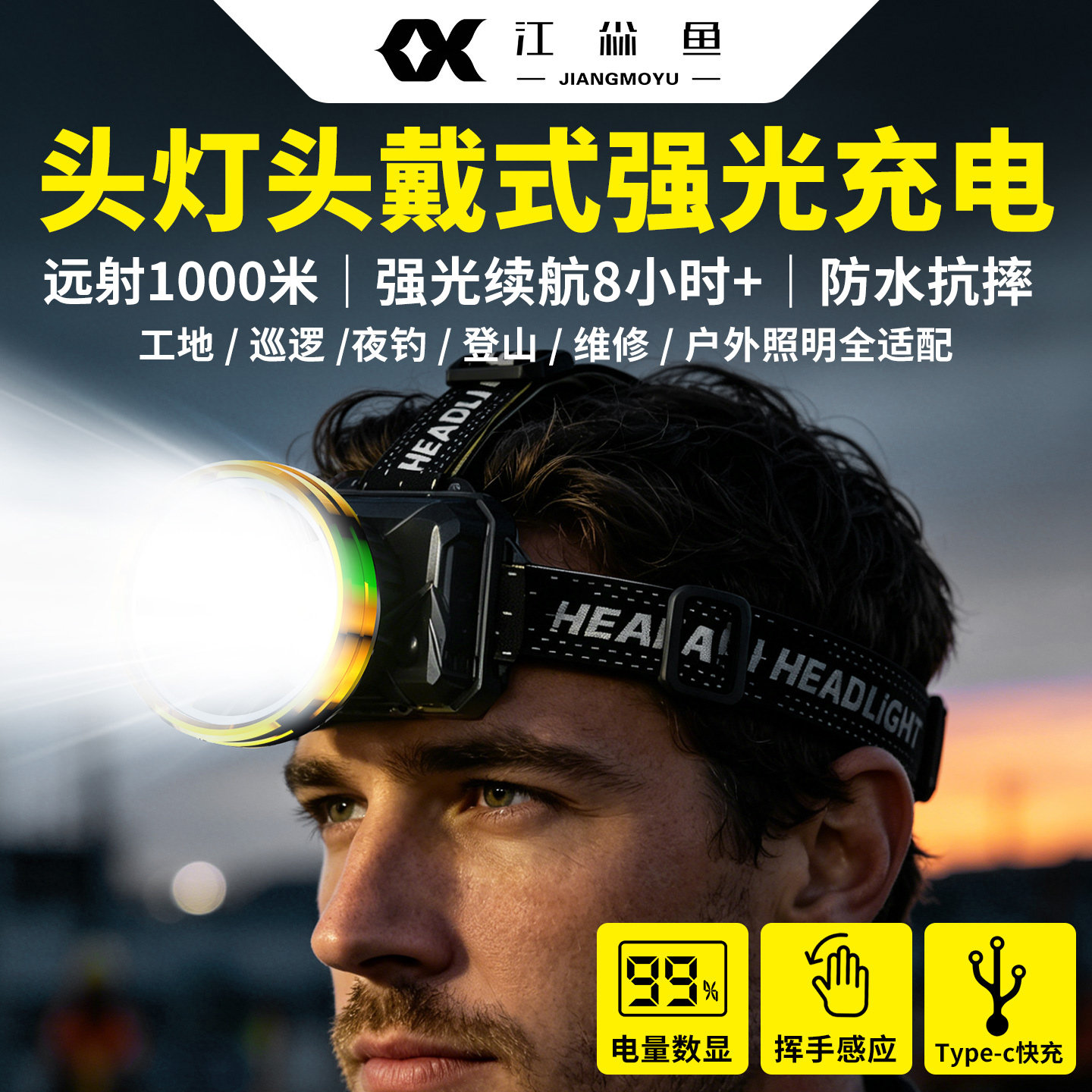 头灯头戴式强光充电2026新款超亮图片