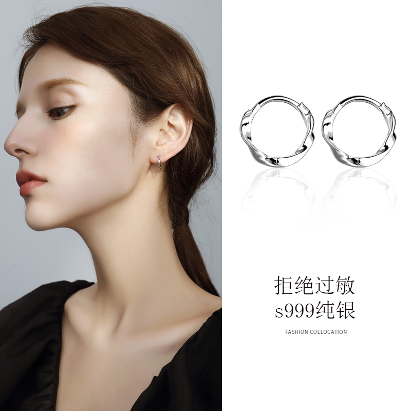 999纯银耳棒养耳洞耳钉女素圈耳圈小耳环简约耳骨钉圆圈耳扣耳饰