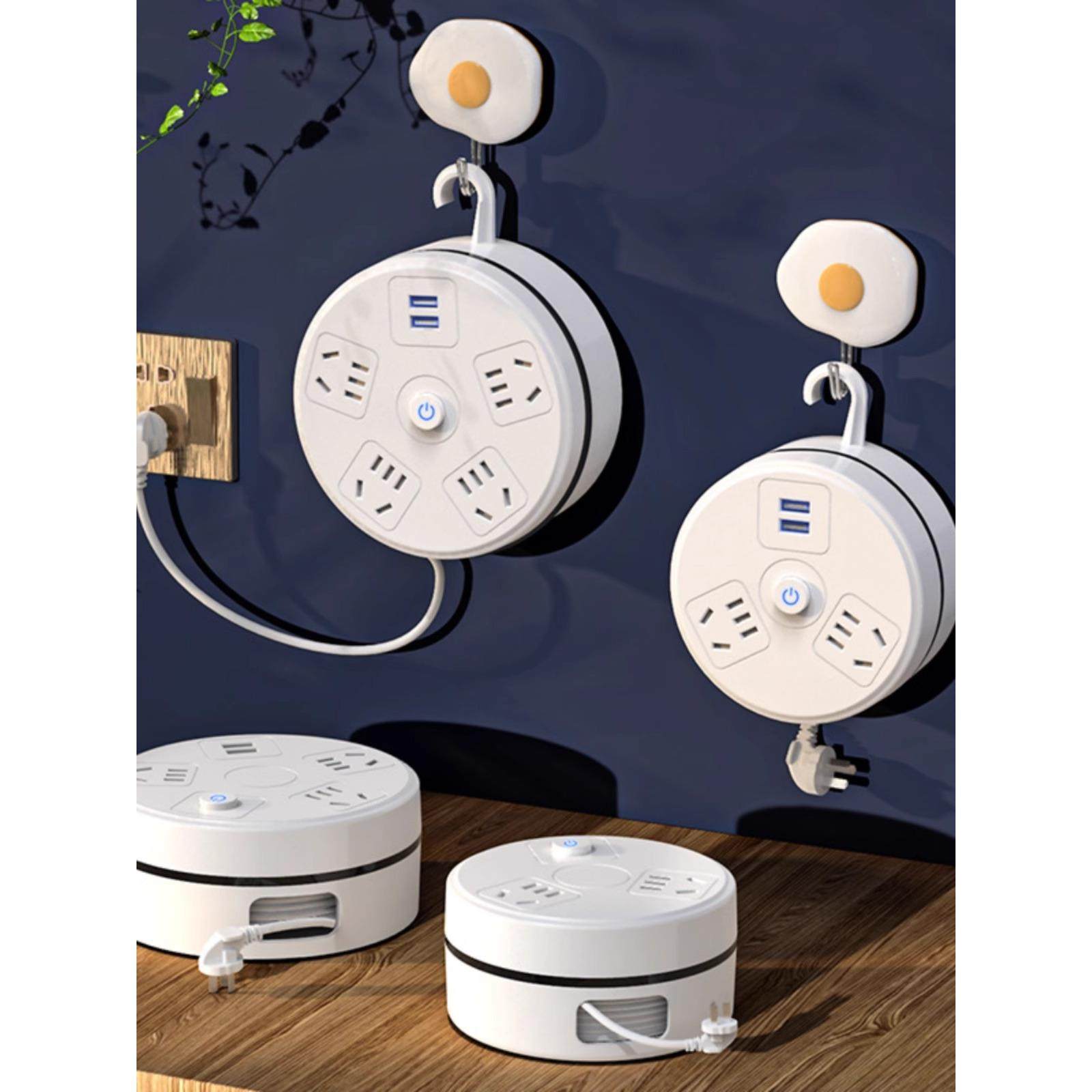 多功能插座可隐形伸缩收纳线 线多孔USB手机充电带线 线爬墙多插