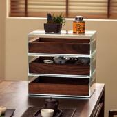 北美黑胡桃木实木牙科茶具防尘收纳盒桌面展示柜钢化玻璃榫卯结构