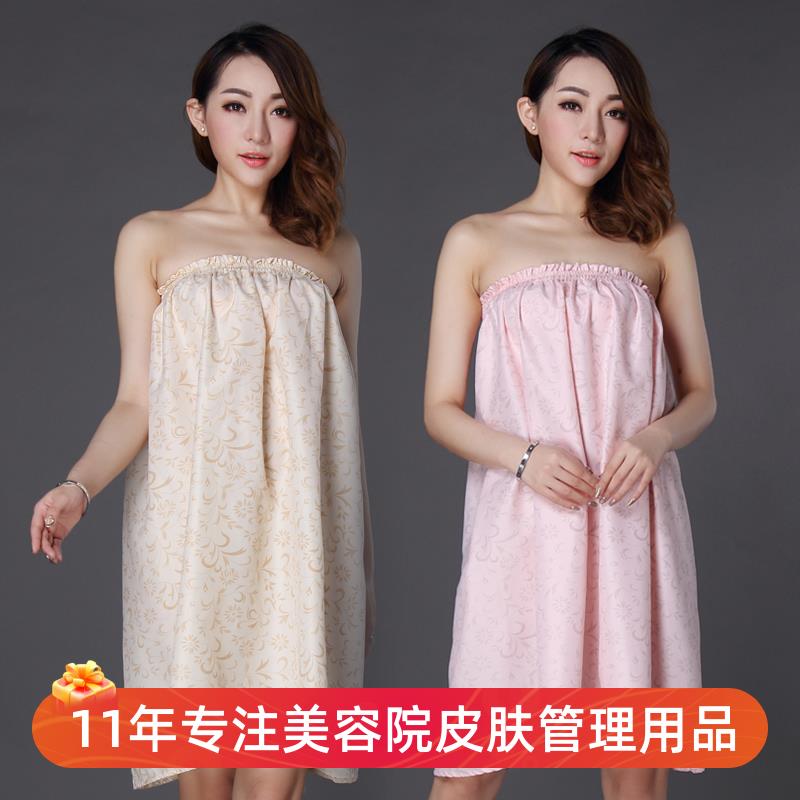 厂家直销美容院专用浴裙浴袍抹胸酒店汗蒸桑拿服女款绵绸美容客袍