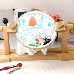 多功能家用可调节绣绷子实木台式绣架松紧十字绣刺绣固定翻转架子