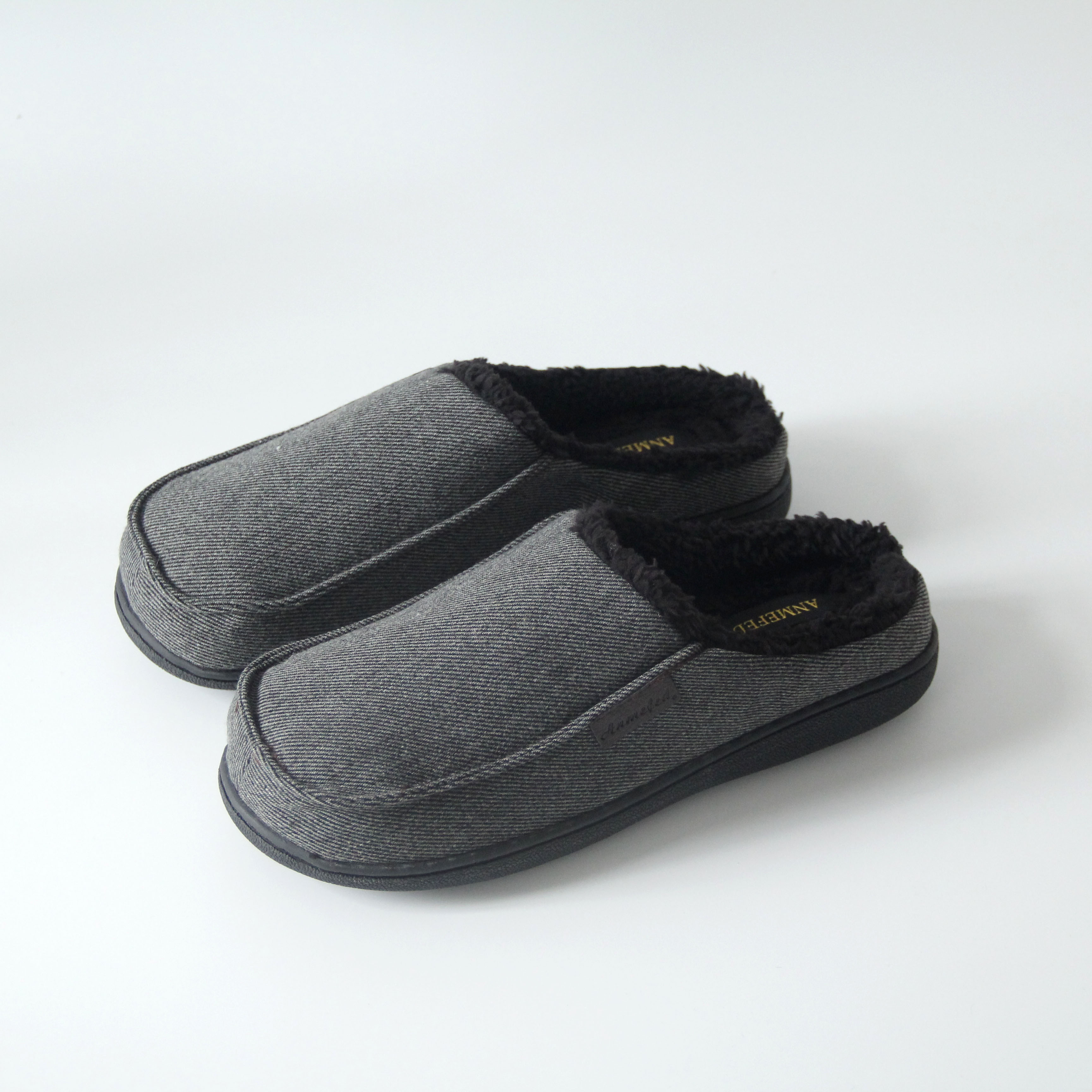 男士秋冬加绒加厚保暖棉拖鞋时尚洋气居家办公用厚底防滑软底舒适