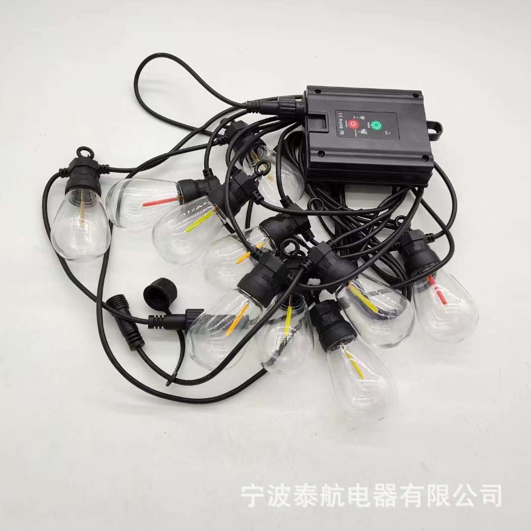 RGB跑马灯渐变灯串E27平灯灯串太阳能彩灯户外装饰灯庭院氛围灯