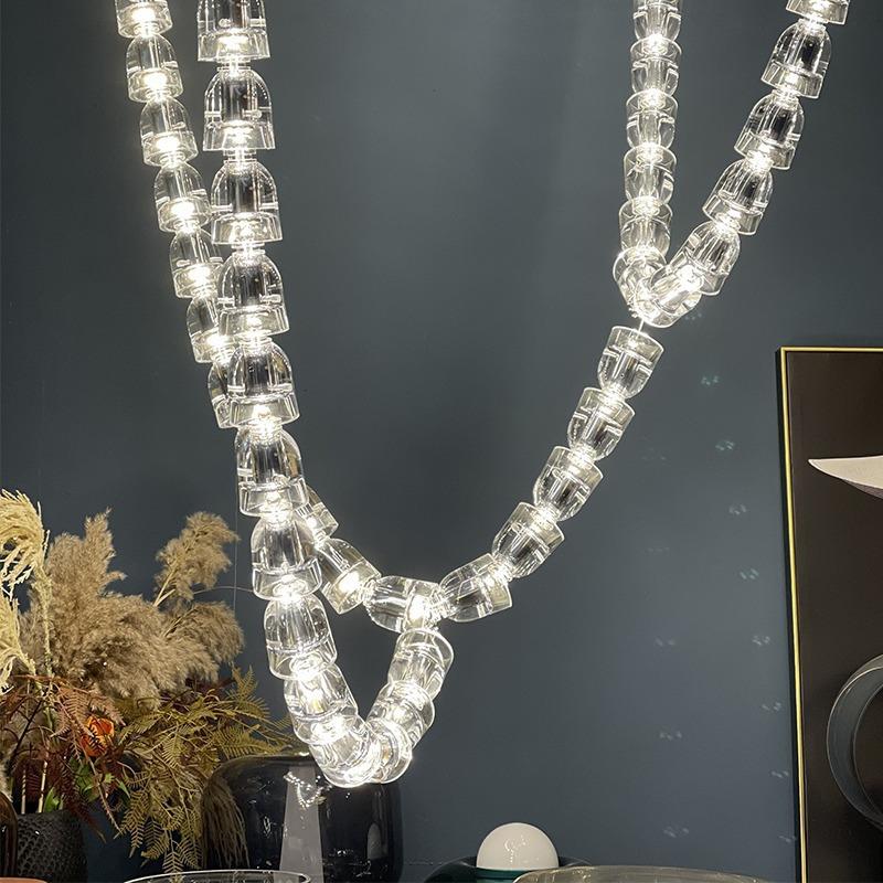 极简线条设计师样板房客厅灯loft挑高别墅楼梯间餐厅卧室展厅吊灯