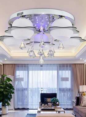 现代简约房间水晶led吸顶灯卧室温馨客厅灯星星玻璃灯
