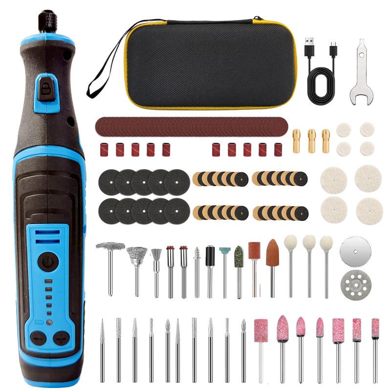 跨境135PC调速迷你电磨 8V锂电手电钻无绳打磨机雕刻抛光切割除锈