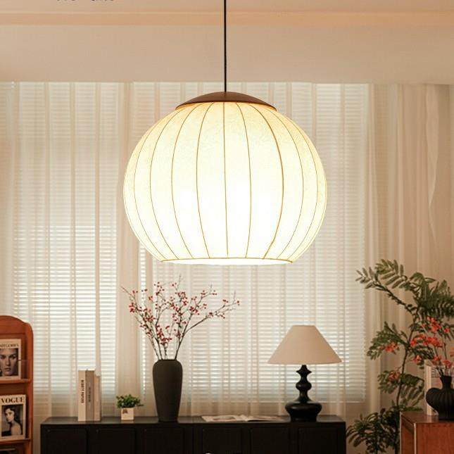 由灯记法式中古圆球吊灯餐厅灯卧室灯日式诧寂风复古实木茶室灯具