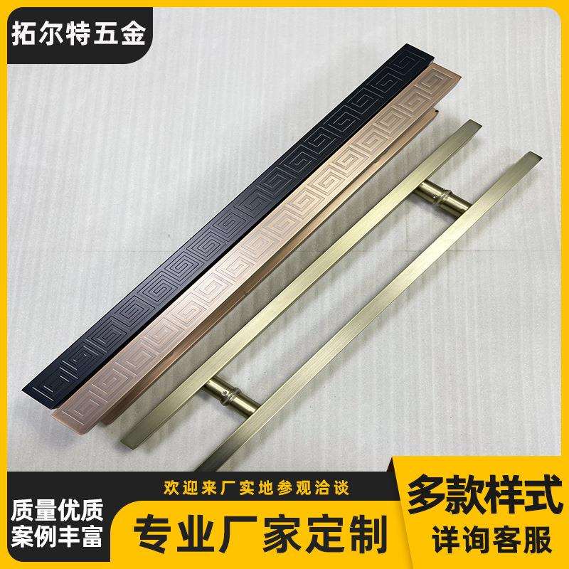 玻璃门拉手大门把手不锈钢方管黑色加厚木门ktv有框地弹门可伦才