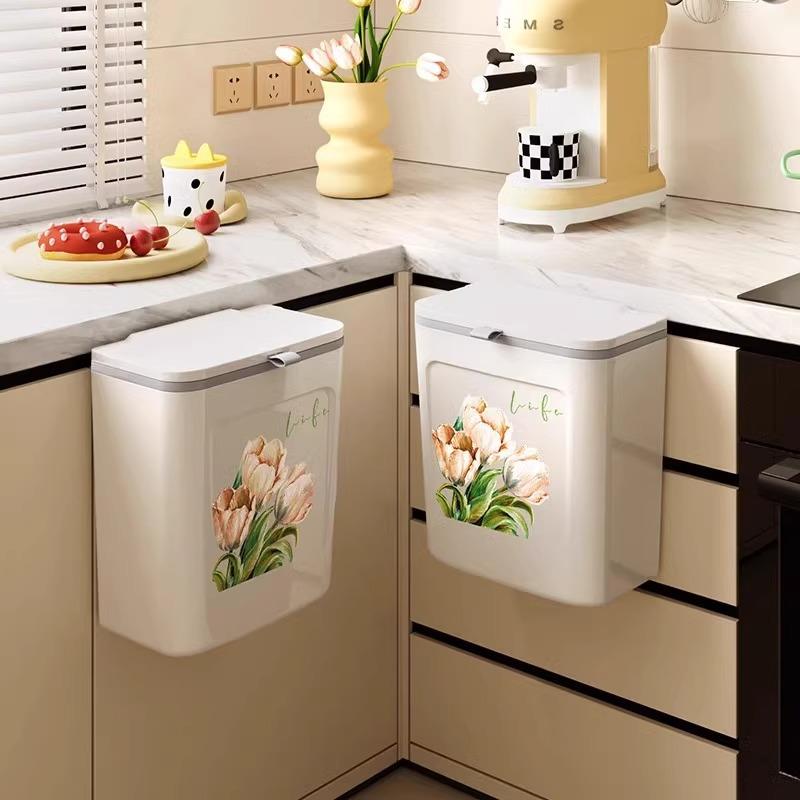 简约厨房厨余垃圾桶家用带盖壁挂式卫生间厕所挂式收纳桶大号容量