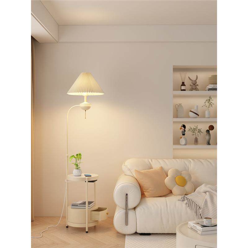 法式奶油风落地灯客厅卧室高级感轻奢沙发旁边茶几置物床头柜台灯