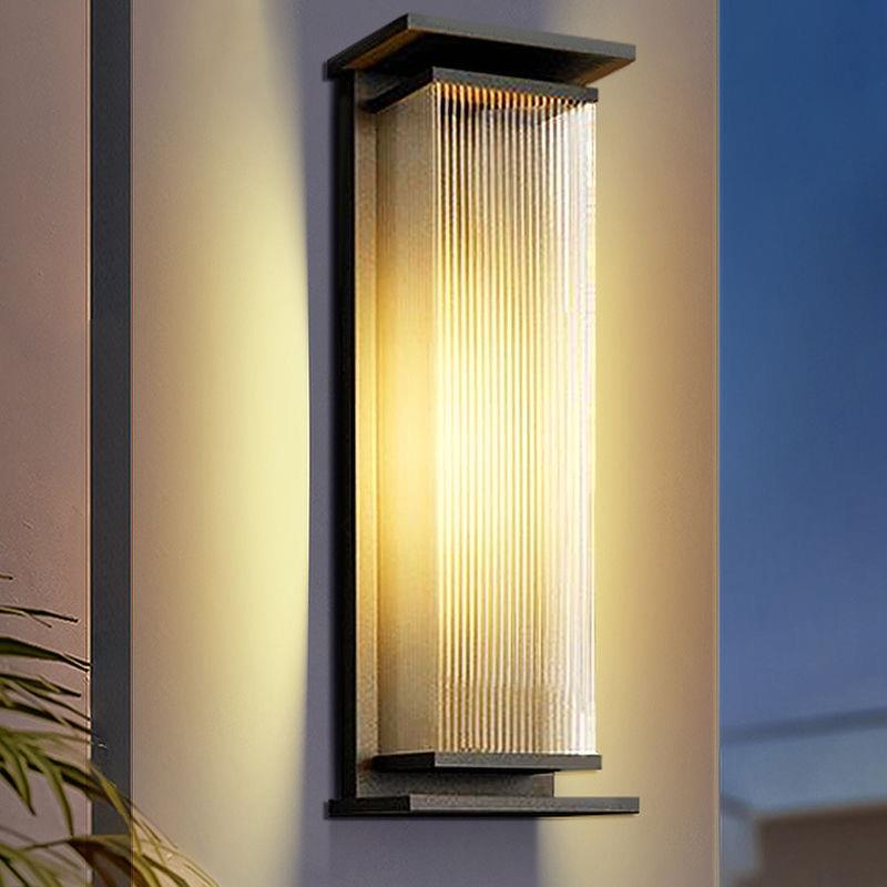 太阳能户外防水壁灯现代简约别墅庭院阳台室外长条大门两侧柱灯