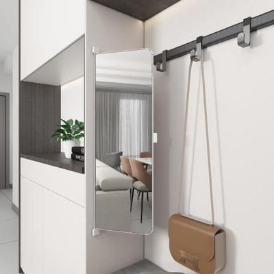 衣柜镜子内装隐形平开门推拉镜内置旋转全身试衣对开门折叠穿衣镜