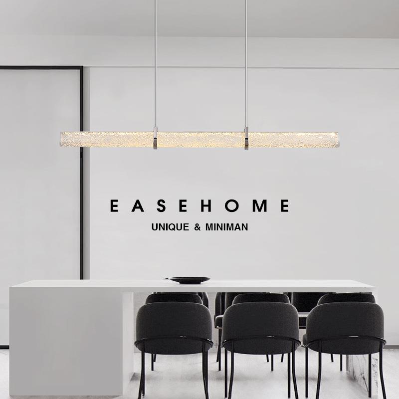 意式轻奢餐厅吊灯现代极简吧台饭厅设计师高端岛台玻璃长条吊灯