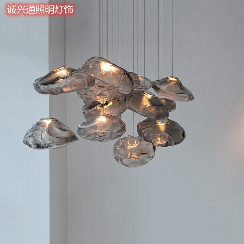 玻璃纤维水晶轻奢装饰酒店工程设计师艺术展别墅餐厅北欧云朵吊灯