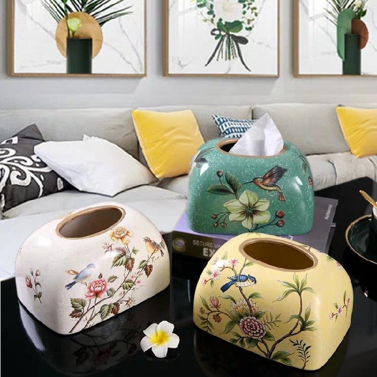 创意新中式家居纸巾盒客厅茶几餐厅装饰纸抽盒陶瓷抽纸盒轻奢摆件