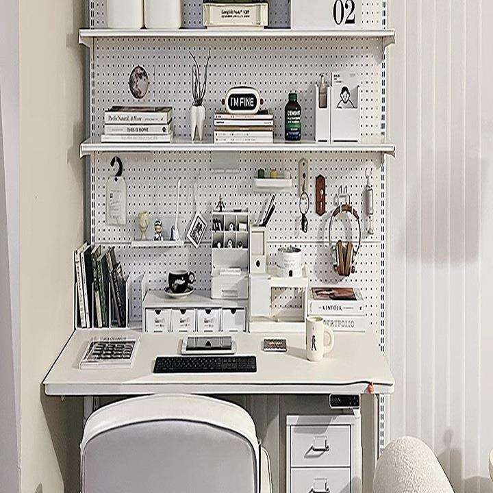 五金洞洞板书架少女桌上书柜立式落地展示收纳一体学生书桌置物架