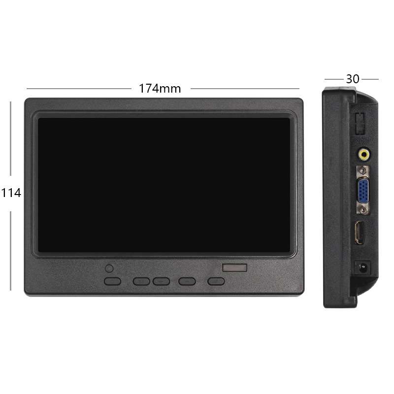 7寸车载显示监视器vga/hdmi/AV视频监视器电脑副屏高清倒车显示器