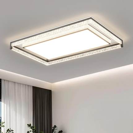 白黑色高亮长方形大气客厅简约现代LED吸顶灯全屋套餐智能吸顶灯