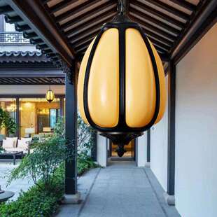 南瓜吊灯户外花园连廊庭院过道走廊别墅新中式凉亭子大门口吊灯24
