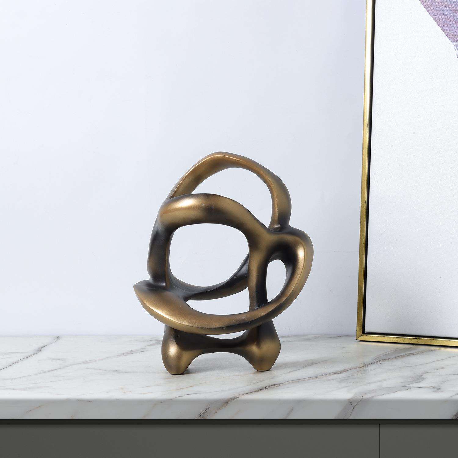 古铜做旧复古树根异形几何树脂摆件家居样板间软装饰品