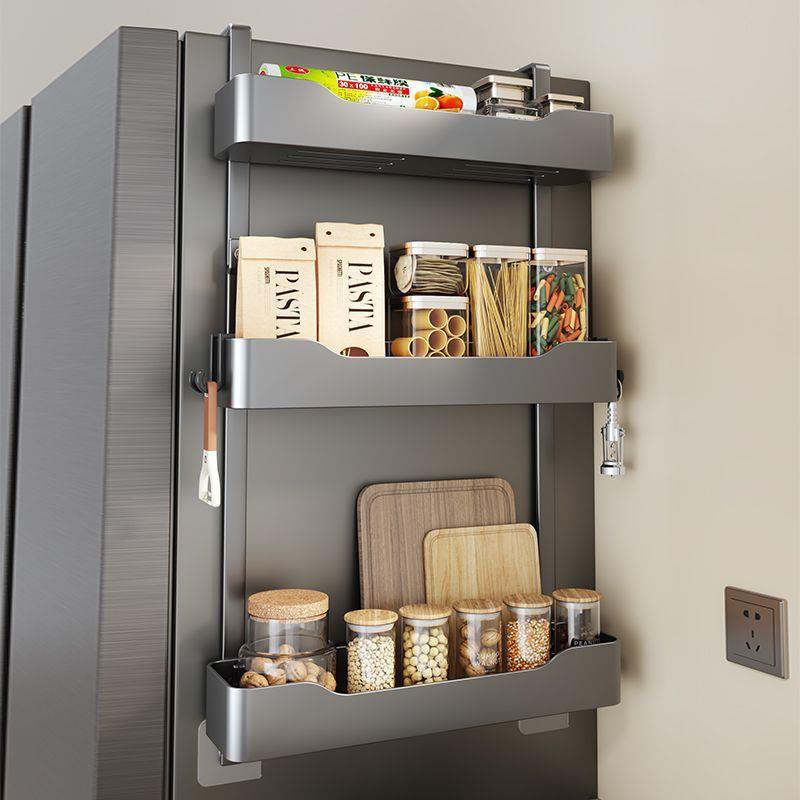 冰箱置物架侧面收纳挂架保鲜膜厨房调料瓶多功能架壁挂免打孔