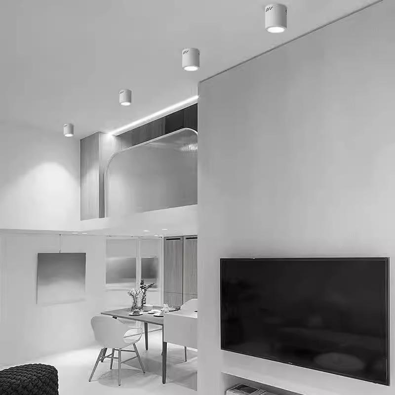 led明装筒灯展厅店铺吸顶式防眩免开孔3.5寸4寸5寸6寸8寸吊线桶灯