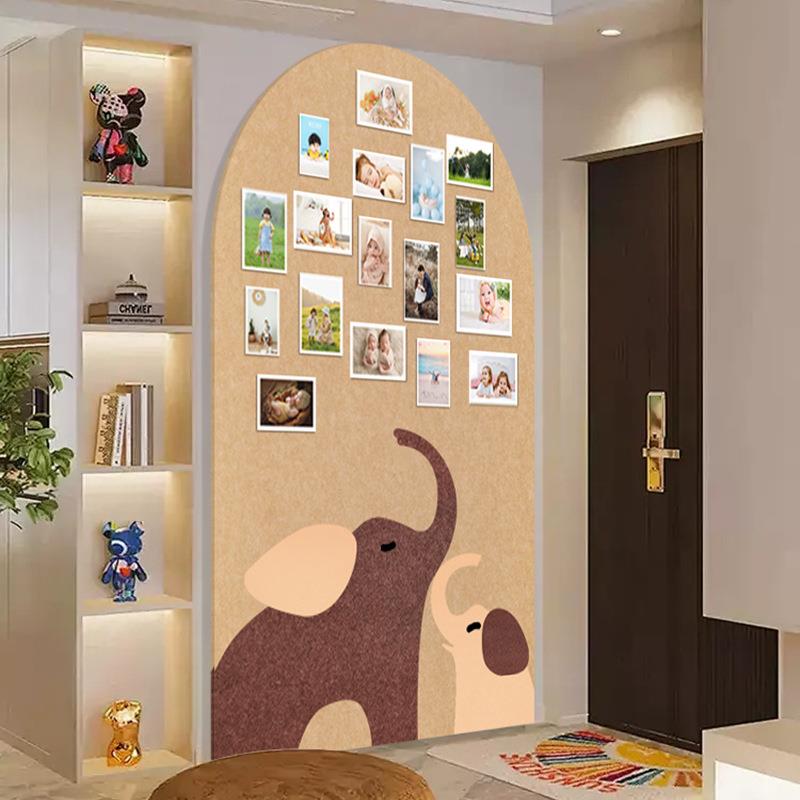 毛毡板墙贴免打孔照片墙背景板飞天象羊毛毡墙贴拍立得相片挂墙