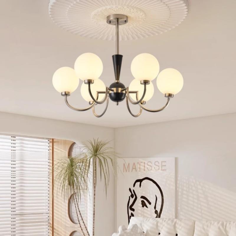 北欧复古奶油风魔豆客厅吊灯法式轻奢浪漫餐厅卧室衣帽间玻璃吊灯