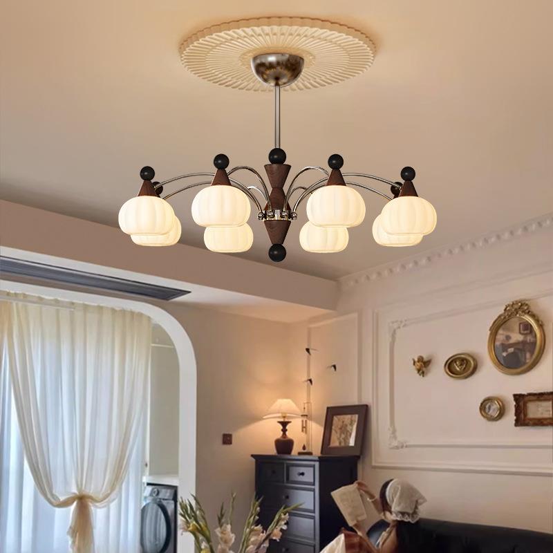 法式中古风客厅吊灯主灯南瓜云朵美式复古奶油2025新款高级感灯具