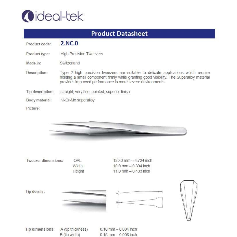 ideal-tek镊子2.NC 微电子组装镊子 超合金耐高温镊子