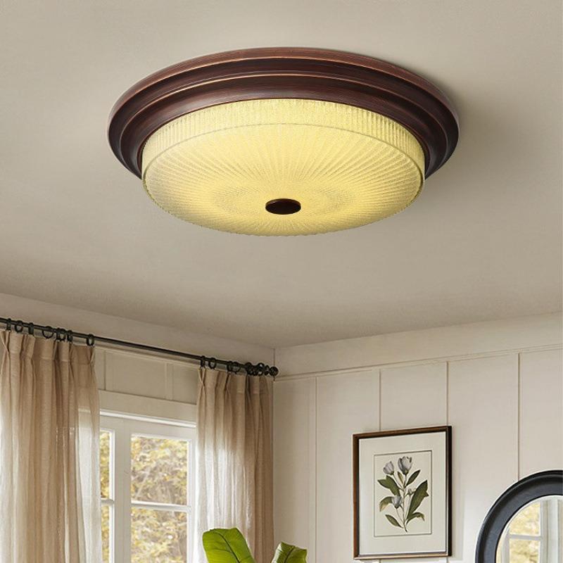 美式吸顶灯卧室灯简约复古乡村法式圆形led客厅主卧房间书房灯具