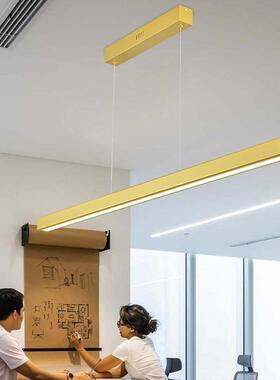 餐厅吊灯现代简约办公室吧台灯具设计师极简led白色一字长条吊灯