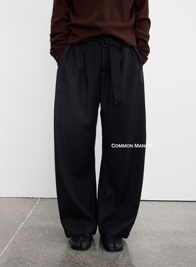 COM25AW【穿越雾都条纹弯刀版型】英伦诗篇半松紧垂感条纹西裤