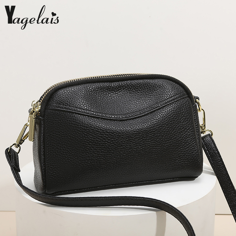 头层牛皮斜挎包真皮多层小包包