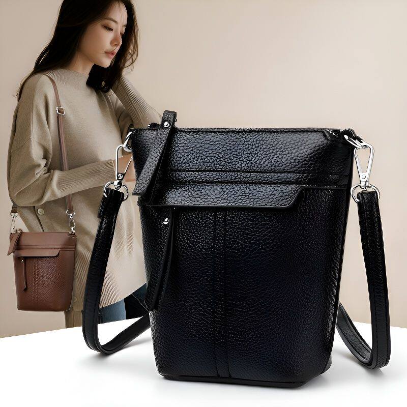 YAGELAIS软皮女包2026新款通勤单肩斜挎包轻便手机包水桶包简约款