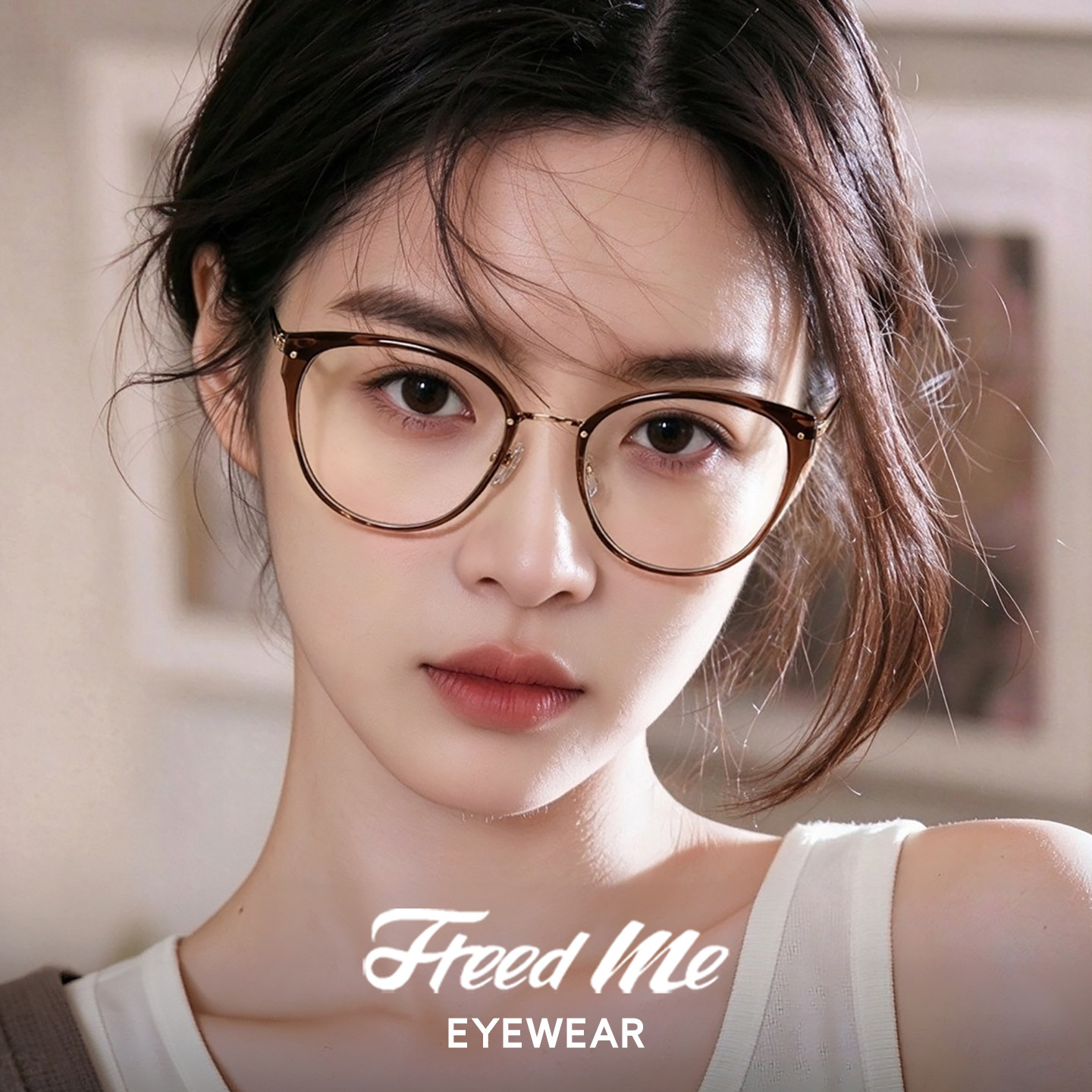 猫眼茶框钛架眼镜女防蓝光