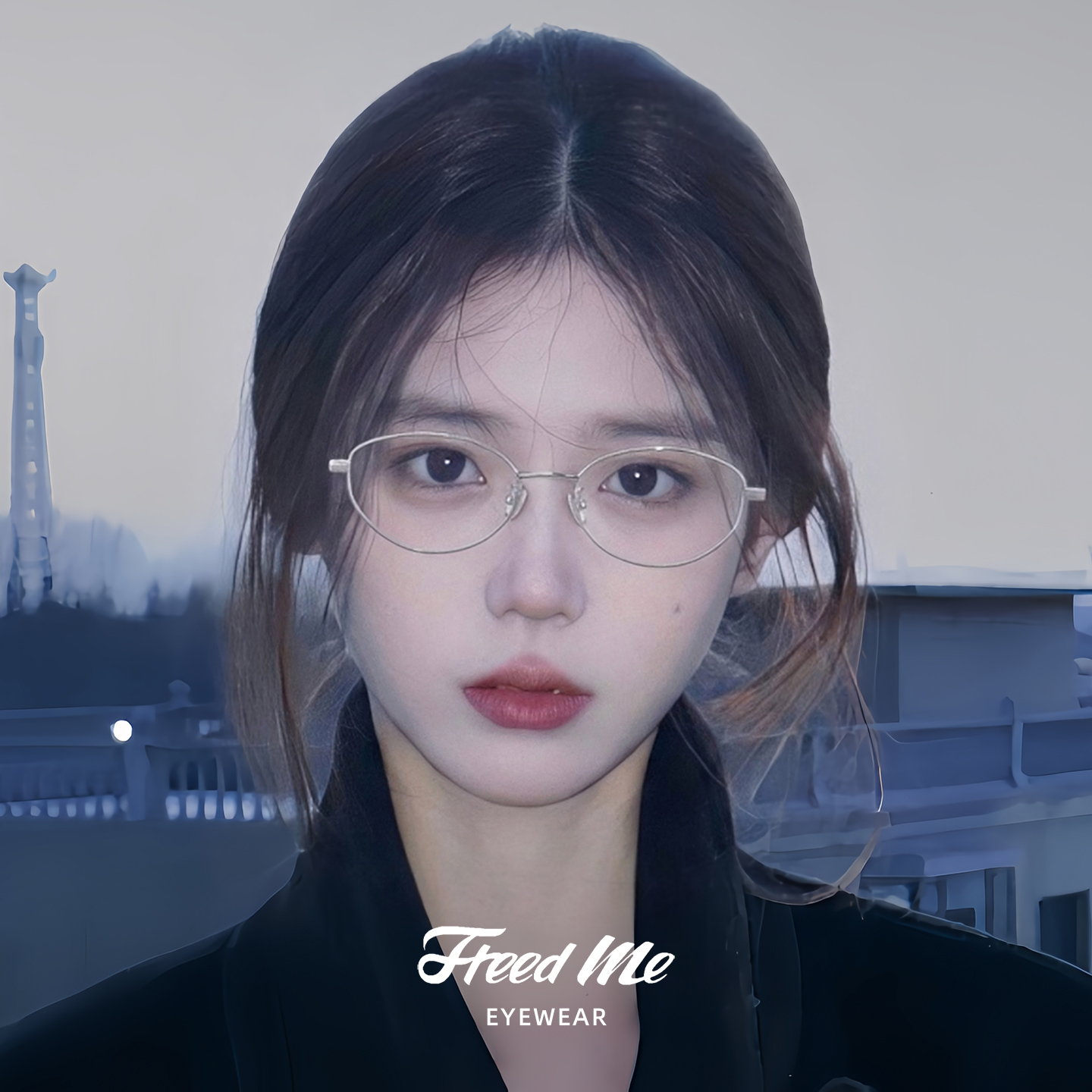 高智感猫眼银框眼镜女可配度数