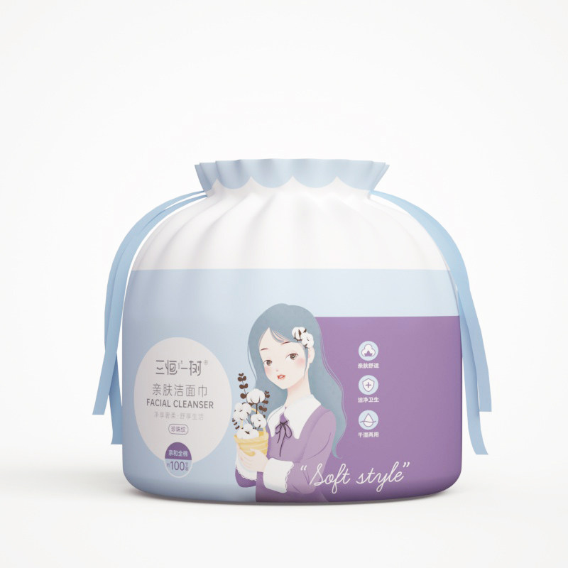 三恒一树一次性洗脸巾女纯棉洗面巾擦脸卷筒式珍珠纹加厚带提手图片