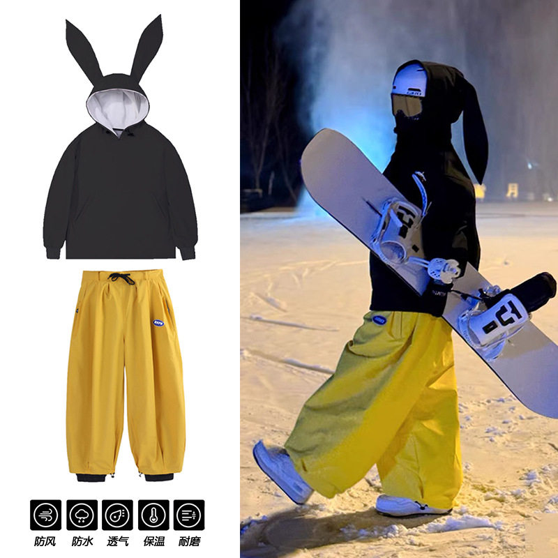 「拓野」明星同款兔耳朵滑雪服套装男女款防水加厚单板双板滑雪冲