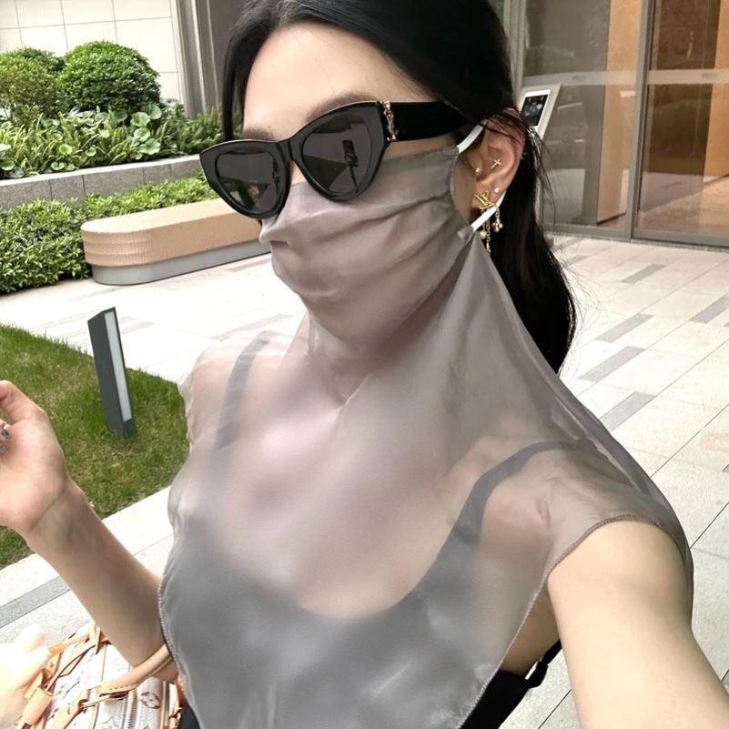 100%桑蚕丝真丝口罩护颈透气薄款夏季防晒面罩女户外遮脸遮阳面纱